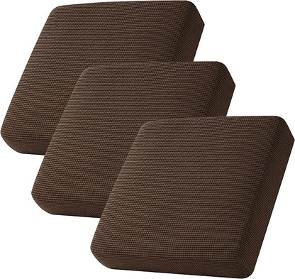 CHUN YI 3Piece Stretch Couch Cushion Covers, Sofa Seat Slipcovers for Pets, Suitable for Armchair Loveseat Sofa with Spandex Jacquard Washable Fabric(3Piece,Chocolate)