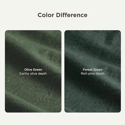 Bedsure 100% Washed Cotton Duvet Cover Queen Size - Olive Green Minimalist Cotton Duvet Cover Linen Like for All Seasons - GentleSoft™ Plain Simple Bedding (Olive Green, Queen, 90"x90")