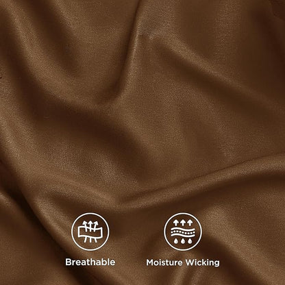 Bedsure Full Size Bed Sheets, Cooling Sheets, Rayon Derived from Bamboo, Breathable & Soft, Deep Pocket Up to 16 Inches, Hotel Luxury Silky Bedding for Hot Sleepers, Brown