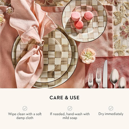 MACKENZIE-CHILDS Set of 4 Cork-Back Placemats, Hard-Finish Table Mats, Brown-and-White Mocha Check