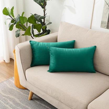 NiNi ALL Decorative Throw Pillow Covers Velvet 12x20 Inch Pack of 2 Teal Cushion Covers Soft for Couch Sofa Bedroom Living Room Outdoor