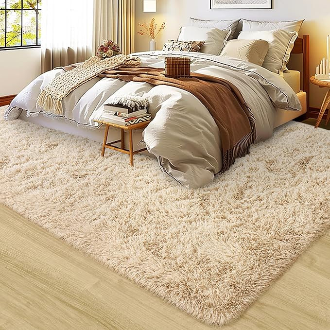 Large 9x12 Area Rug for Living Room, Soft Shag Thick Fluffy Plush Fuzzy Carpet for Bedroom, Non Slip Dorm Rug for Home Decor Aesthetic, Camel