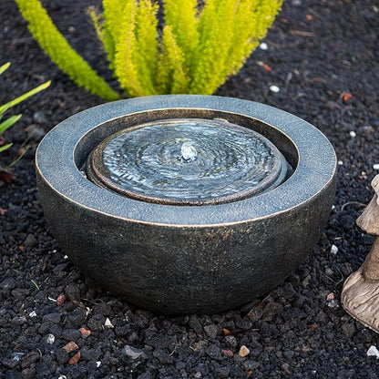 Xbrand 19.8" W Round Polyresin Indoor/Outdoor Sphere Fountain w/LED Light, Bronze