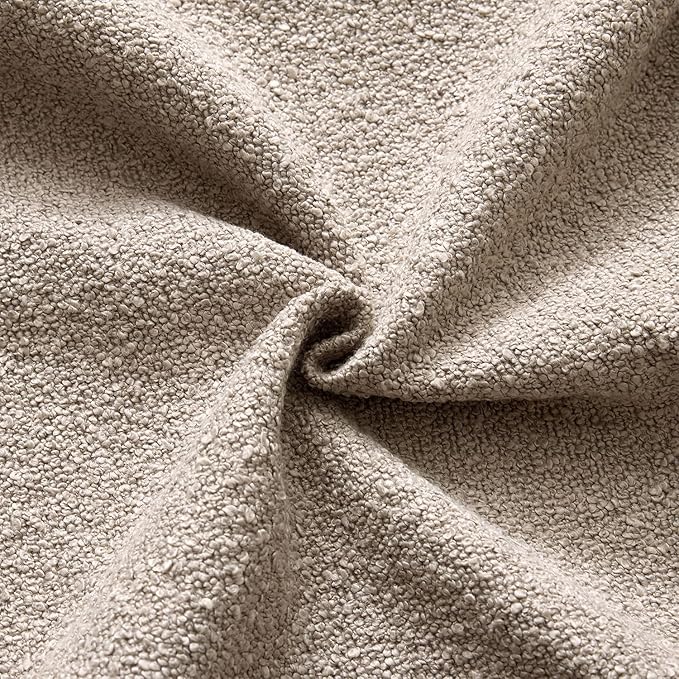ANRODUO Pack of 2 Textured Boucle Throw Pillow Covers Soft Light Taupe Decorative Accent Solid Pillow Cases Cozy Modern Couch Cushion Case for Chair Sofa Bedroom Living Room Home Decor, 18 x 18 Inch