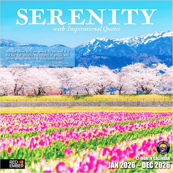 RED EMBER Serenity with Inspirational Quotes 2026 Wall Calendar 12 Month | 12" x 24" Open | Thick & Sturdy Paper | Holiday Gift | Zen Nature Calendar 2026