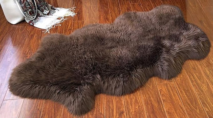 Free Shape Luxury Soft Fluffy Shag Area Rug Single and a Half 2'x4', 60x120cm - Vegan Fur Ultra Soft Indoor Carpet Nursery Rugs for Bedroom Home Decor, Brown