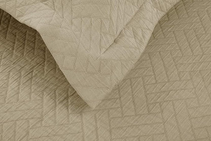Threadmill Cotton King Pillow Shams Set of 2 | Luxury All-Season 100% Cotton Pillow Covers | Criss Cross Lightweight, Soft, Cozy Decorative Bed Pillow Shams | Beige