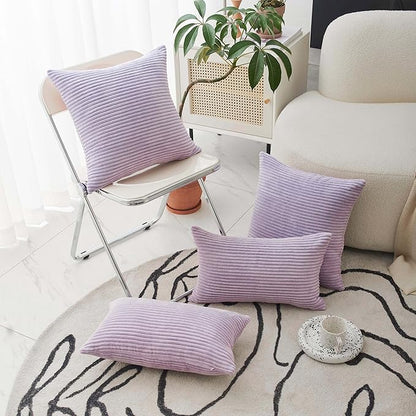Home Brilliant Lavender Pillow Covers 12x20 Set of 2 Purple Throw Pillows Solid Supersoft Corduroy Handmade Decorative Pillow Cases for Bed, 2 Pieces, 12 x 20 inch, Lavender