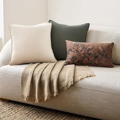 Pack of 4 Couch Throw Pillow Covers 18x18 Inch Goldolive Soft Decorative Linen Pillow Covers Farmhouse Boho Cushion Covers for Mid Century Modern Home Decor Sofa Bedroom Living Room