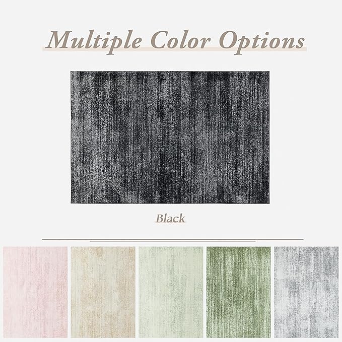 Black Rugs for Kitchen Bathroom,Boho Abstract Small Area Rugs for Bedroom,Black and White,3x5