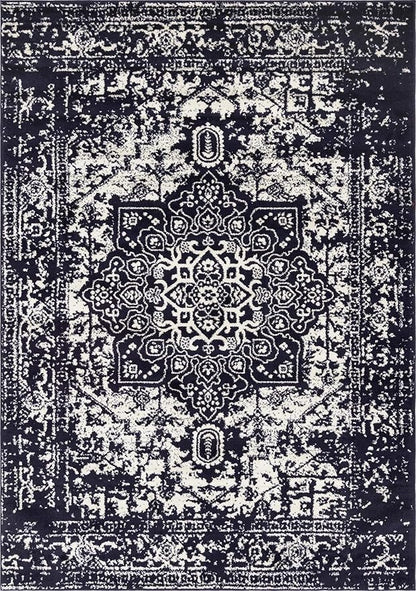 Rugs.com Arlington Collection Rug – 7' x 10' Navy Blue Medium-Pile Rug Perfect for Living Rooms, Large Dining Rooms, Open Floorplans