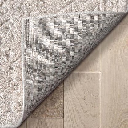 Well Woven Harlow Collection Cloud Medallion Ivory - Modern Tribal Minimalist 5x7 Area Rug - Ideal for Living Room, Dining Room & Bedroom - Durable, Stain Resistant & Easy to Clean