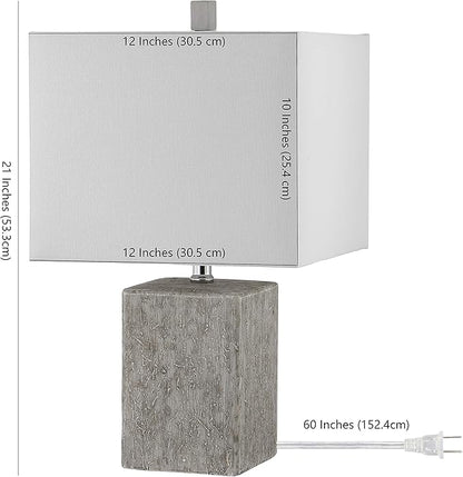 SAFAVIEH Lighting Collection Jaxon Modern Farmhouse Grey Ceramic 21-inch Bedroom Living Room Home Office Desk Nightstand Table Lamp Set of 2 (LED Bulbs Included)
