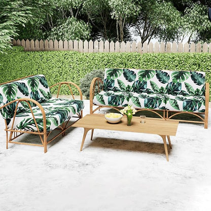 Smiry Printed Couch Cushion Covers, Stretch Soft Couch Covers for Sofa, Washable Non-Slip Sofa Slipcover Furniture Protector for Indoor and Outdoor (2 Pack, Green)