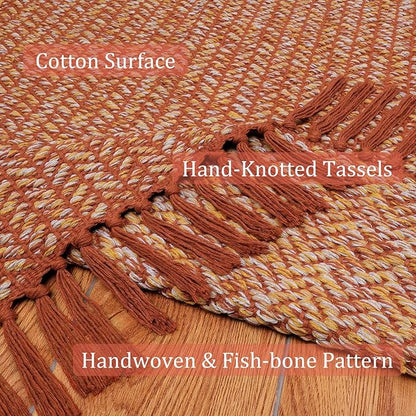 Lahome Boho Bathroom Runner, 2x6 Fall Rug Runners for Hallways Lightweight Laundry Room Rugs Washable Runner Rug with Tassels, Farmhouse Carpet Non Shedding Throw Rugs for Entryway Bedroom
