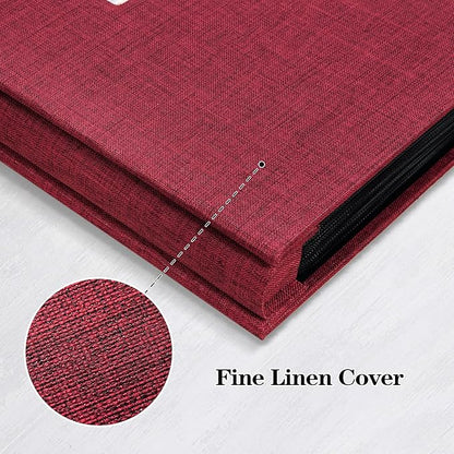 Mublalbum Small Photo Album 4x6 200 Photos Linen Cover Picture Book with Horizontal Pockets for Wedding Family Anniversary and Baby (Red)