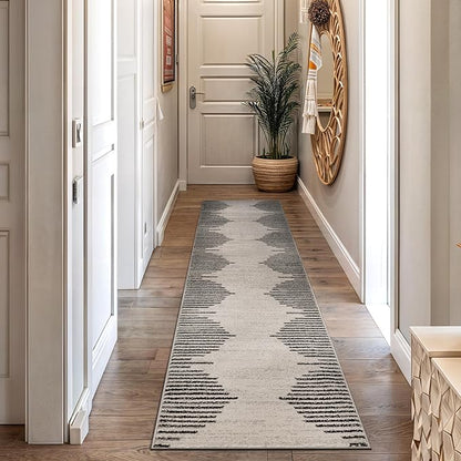 Rugshop Bohemian Stripe Stain Resistant High Traffic Living Room Kitchen Bedroom Dining Home Office Runner Rug 2' 7" x 6' Cream