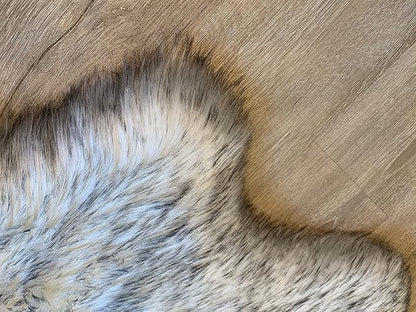 LAMBZY Faux Sheepskin Super Soft Hypoallergenic Silky Shag Rug for Living Room, Kids Room, Sofa (Duo Decto 12 Pelts 6'x12', White/Black Tips)