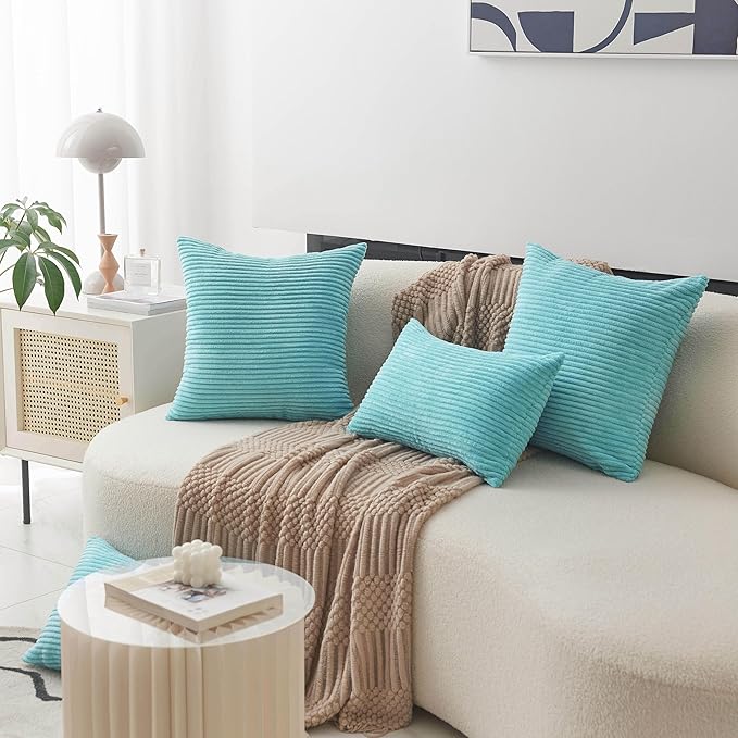Home Brilliant Euro Pillows 26x26 Set of 2 Super Soft Teal Decorative Pillows Large Euro Sham Velvet Pillow Cover for Bench, 26x26 inch, Teal