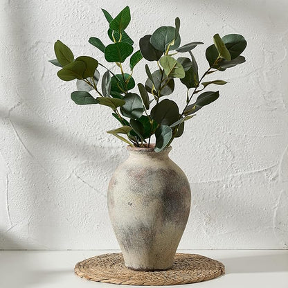 SIDUCAL Ceramic Vintage Flower Vase | 9 Inch Large Pottery Rustic Farmhouse Boho Vase for Home Decor, Table, Living Room, Bathroom, Coffee Desk, Shelf, Mantel Decoration, Wedding, Terra