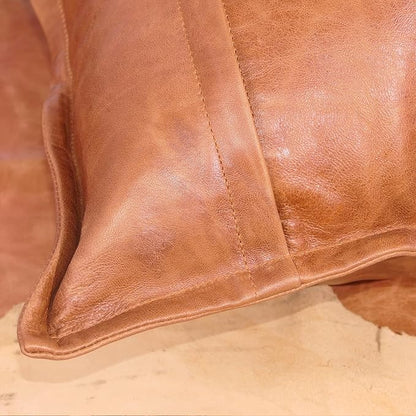 LL LEATHER LOVERS Lambskin Leather Pillow Cover - Sofa Cushion Case - Decorative Throw Covers for Living Room & Bedroom, 20x20 Inches - Antique Brown Box Pack of 1