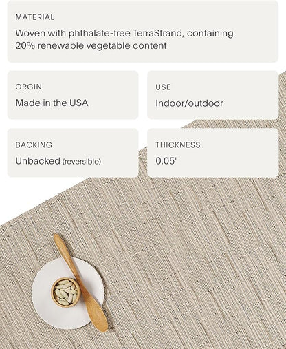 Chilewich Bamboo Placemats Set of 4 - Round Woven Placemats - Reusable, Stain-Resistant, Indoor/Outdoor Tabletop Protection - 15" - Oat