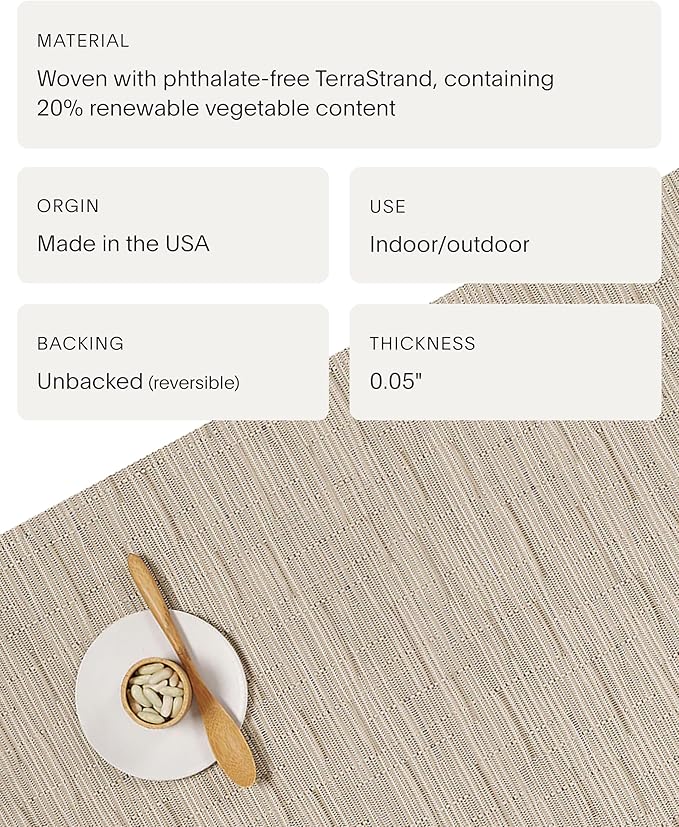 Chilewich Bamboo Placemats Set of 4 - Woven Rectangle Placemats - Reusable, Stain-Resistant, Indoor/Outdoor Tabletop Protection - 18.5" x 13.5" - Oat