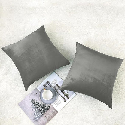 NiNi ALL Decorative Throw Pillow Covers Velvet 28x28 Inch Pack of 2 Grey Cushion Covers Soft for Couch Sofa Bedroom Living Room Outdoor