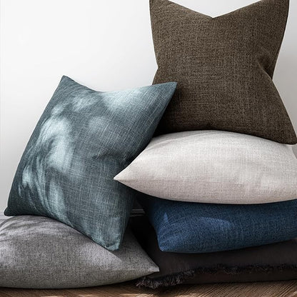 MIULEE Pack of 2 Decorative Linen Burlap Pillow Covers Farmhouse Boho Accent Pillowcases Home Decor for Couch Sofa Bedroom Living Room 18x18 Inch Dark Brown