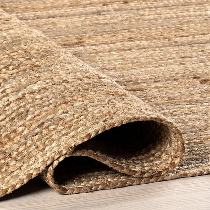 nuLOOM 10x14 Rigo Jute Hand Woven Area Rug, Natural, Solid Farmhouse Design, Natural Fiber, For Bedroom, Living Room, Dining Room, Hallway, Office, Kitchen, Entryway