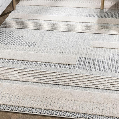 Well Woven Harlow Collection Briar Light Blue - Modern Tribal Minimalist Geometric 8x10 Area Rug - Ideal for Living Room, Dining Room & Bedroom - Durable, Stain Resistant & Easy to Clean