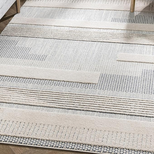 Well Woven Harlow Collection Briar Light Blue - Modern Tribal Minimalist Geometric 8x10 Area Rug - Ideal for Living Room, Dining Room & Bedroom - Durable, Stain Resistant & Easy to Clean