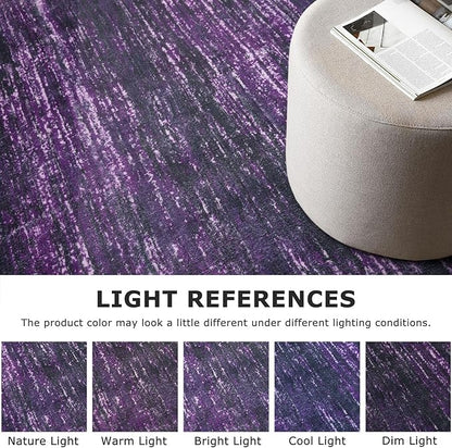3x5 Modern Abstract Area Rug for Entryway, Purple White Super Soft Washable Rug with Non-Slip, Low-Pile Door Mat Indoor for Living Room Bedroom, Carpet with Non-Shedding