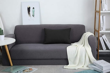 TangDepot Handmade Decorative Solid 100% Cotton Canvas Throw Pillow Covers/Pillow Shams, (12"x20", Charcoal Gray)