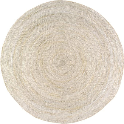 nuLOOM 5 Round Rigo Jute Hand Woven Area Rug, Off White, Solid Farmhouse Design, Natural Fiber, For Bedroom, Living Room, Dining Room, Hallway, Office, Kitchen, Entryway