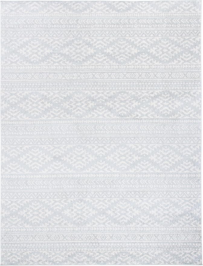 SAFAVIEH Area Rug 9x12 - Tulum Collection - Large - Light Grey & Ivory, Moroccan Boho Tribal Design, Non-Shedding & Easy to Clean, Ideal for Living Room, Bedroom, Dining Space (TUL272F)