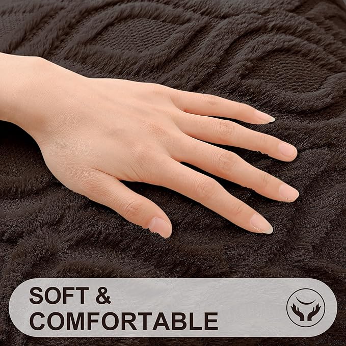 decorUhome Spring Euro Sham Throw Pillow Covers 22x22 Inch Set of 2, Soft Plush Faux Wool Brown Solid Couch Pillow Covers, Accent Farmhouse Neutral Square Pillow Cases for Sofa Bed Living Room