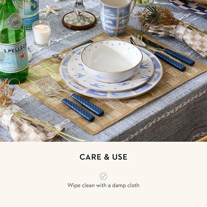MACKENZIE-CHILDS Set of 4 Sinamay Placemats, Durable Woven Table Mats, Flax