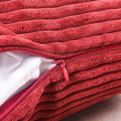 Home Brilliant Pillow Covers 18x18 Decorative Throw Pillows for Couch Dark Red Soft Plush Corduroy Striped Throw Pillow Covers Set of 2 for Sofa Couch Bed Valentine's Decor, 18 x 18 Inch, Burgundy