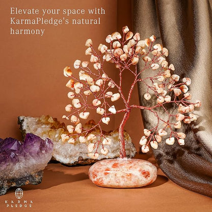 Sun Stone Crystal Tree of Life Office Decor Gifts for Women, Handmade Home Decoration Bonsai Feng Shui Trees for Positive Energy, Good Luck, Money, Meditation, Reiki Healing, Birthday Gifts