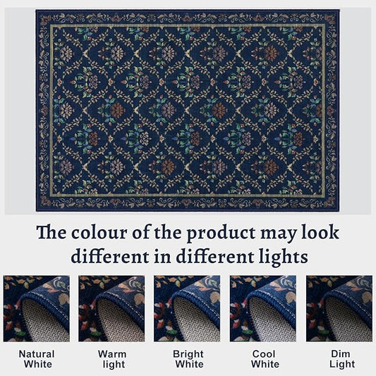 Tangsoo 2x3 Small Washable Entry Rug,Non Slip Blue Floral Throw Area Rugs for Entryway,Front Door Mats Indoor Entrance Carpet for Kitchen Office Laundry, Soft Kids & Pets Friendly