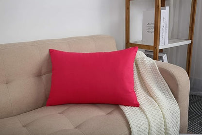 TangDepot Cotton Solid Throw Pillow Covers, 12" x 18" , Watermelon Red, 1 Count (Pack of 1)