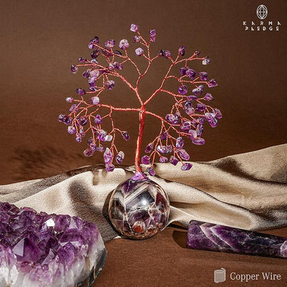 Amethyst Crystal Tree of Life Office Desk Decor, 7 Chakra Reiki Healing, Feng Shui Bonsai Home Decoration Tree for Positive Energy, Money, Good Luck, Yoga, Meditation, Spiritual Gifts for Women