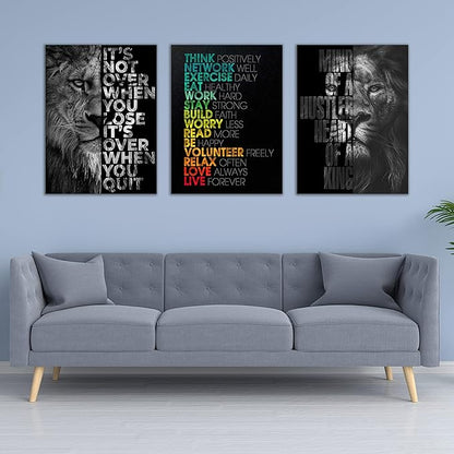 Motivational Canvas Painting Wall Art Execution Grind Hustle Inspirational Wall Art Success Entrepreneur Poster Positive Quotes Wall Poster Framed for Home Office Wall Decor[48''Wx 24''H]