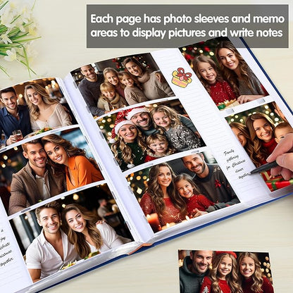 Photo Album 4x6 600 Photos with Writing Space,4 x 6 Photo Book Linen Cover with Front Window, 4x6 Picture Album, 600 Photos Photo Album Book for Wedding Kids Travel Family Baby Pictures (Blue)