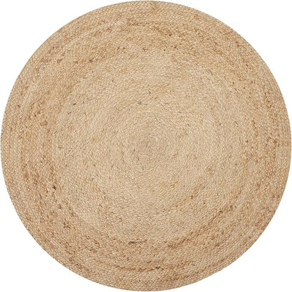 REDEARTH · Round Area Rug - 4 Feet Braided Natural Jute with Non-Skid Backing - Handwoven Boho Rug for Bedroom, Kitchen, Living Room Aesthetic Home Decor - Durable Handmade Rug, Set of 2, Set of 2