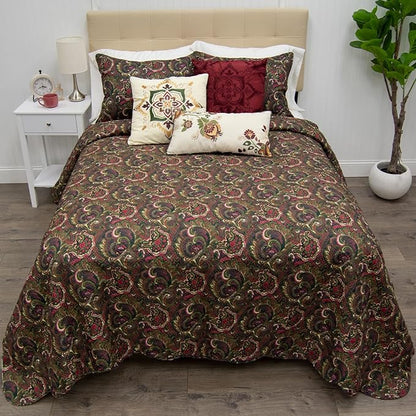Donna Sharp Contemporary Polyester Quilt Bedding Set with Spice Postage Stamp Design - 2-Piece Twin Size Quilt Set - Includes Quilt and One Pillow Shams - Perfect for Any Decor