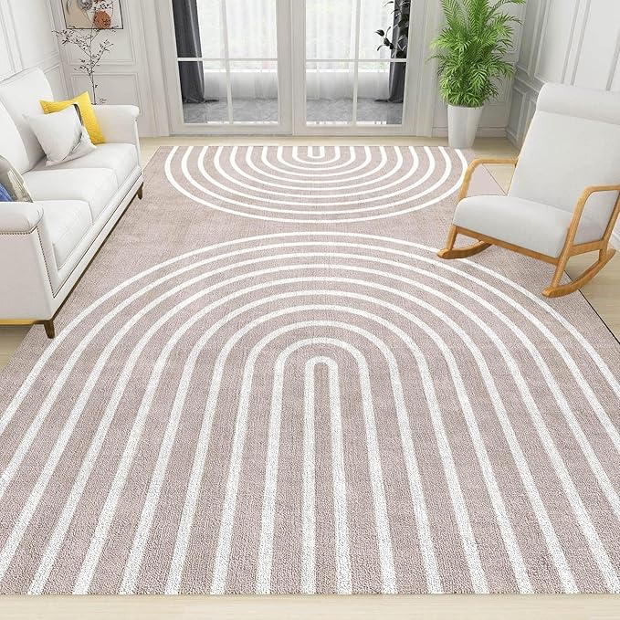 Modern Medieval Rainbow Art Area Rug, Cream-Colored Cartoon Print Rugs, Easy Clean Carpet Washable Indoor Non-Slip Rug for Boys and Girls Nursery Bed Living Room Carpets Nursery Decor,2 x 3ft