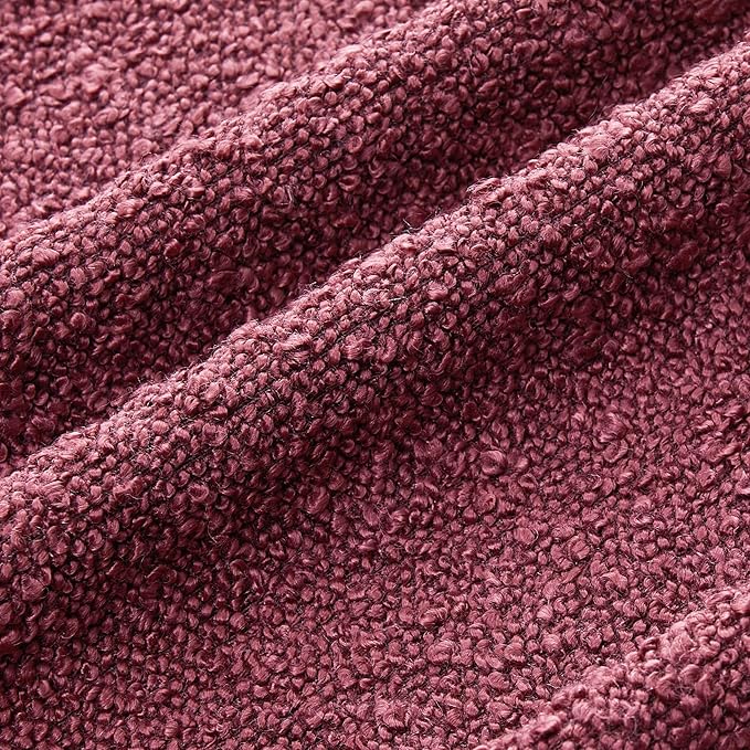 Mixhug Decorative Boucle Throw Pillow Covers, Burgundy Red, 20 x 20 Inches, Pack of 2 - Textured Boho Pillow Covers for Couch and Bed