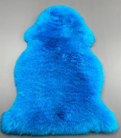 HUAHOO Premium Genuine Sheepskin Rug Camel Real Australia Sheepskin Natural Lambskin Fur Area Rug Seat Covers for Kids Bedroom Sofa Chair Cover Pets Dogs Mat Double Pelt/2' x 6' Blue